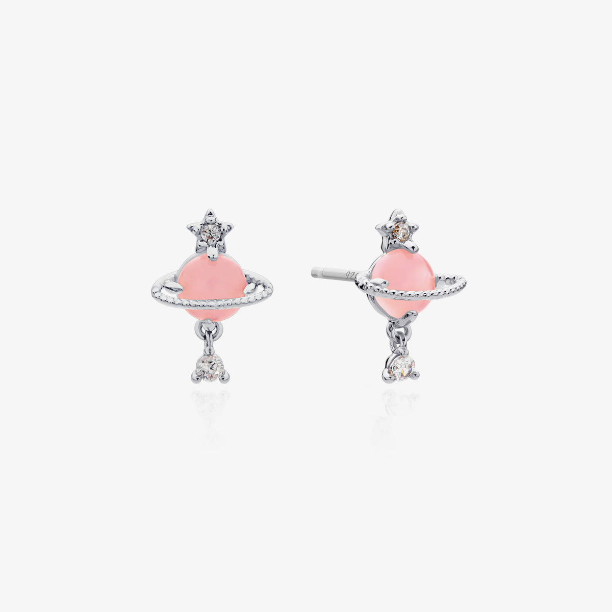 Rose quartz saturn earrings-4