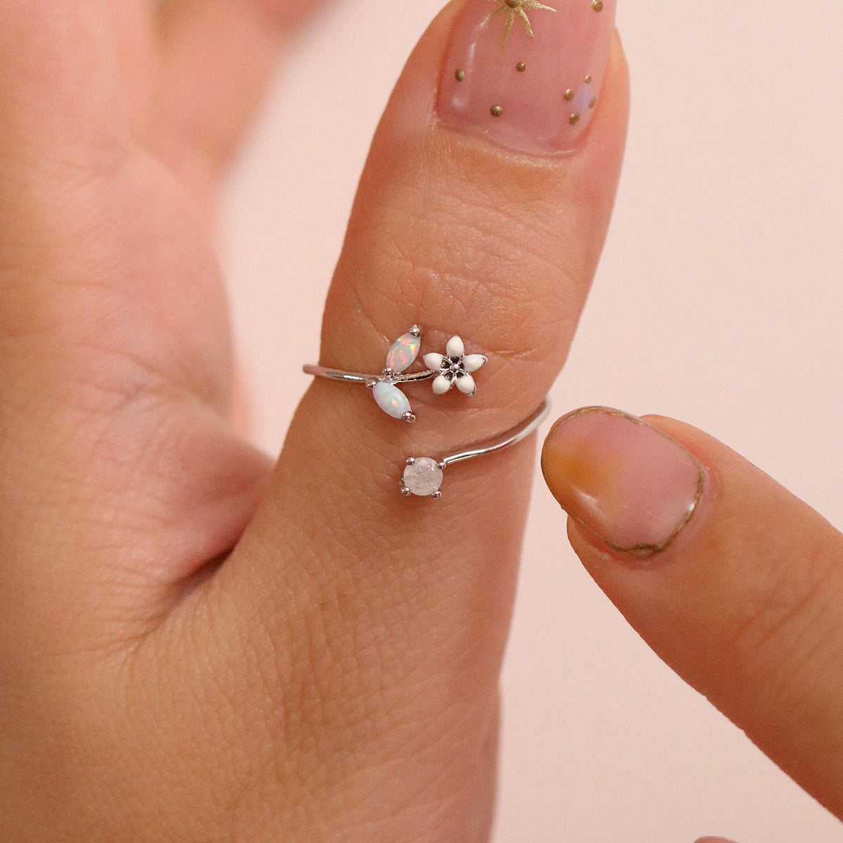 Opal Moonstone Blossom Ring-3