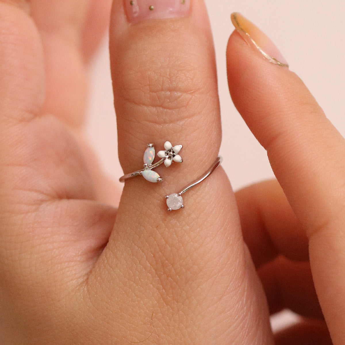 Opal Moonstone Blossom Ring-4