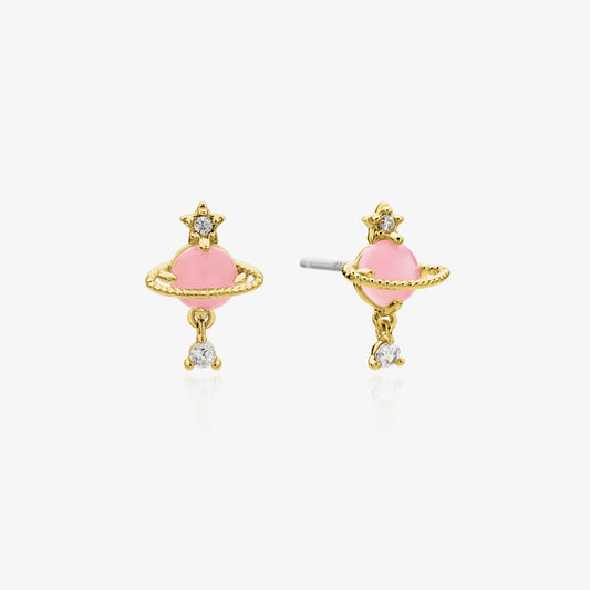 Rose quartz saturn earrings-0