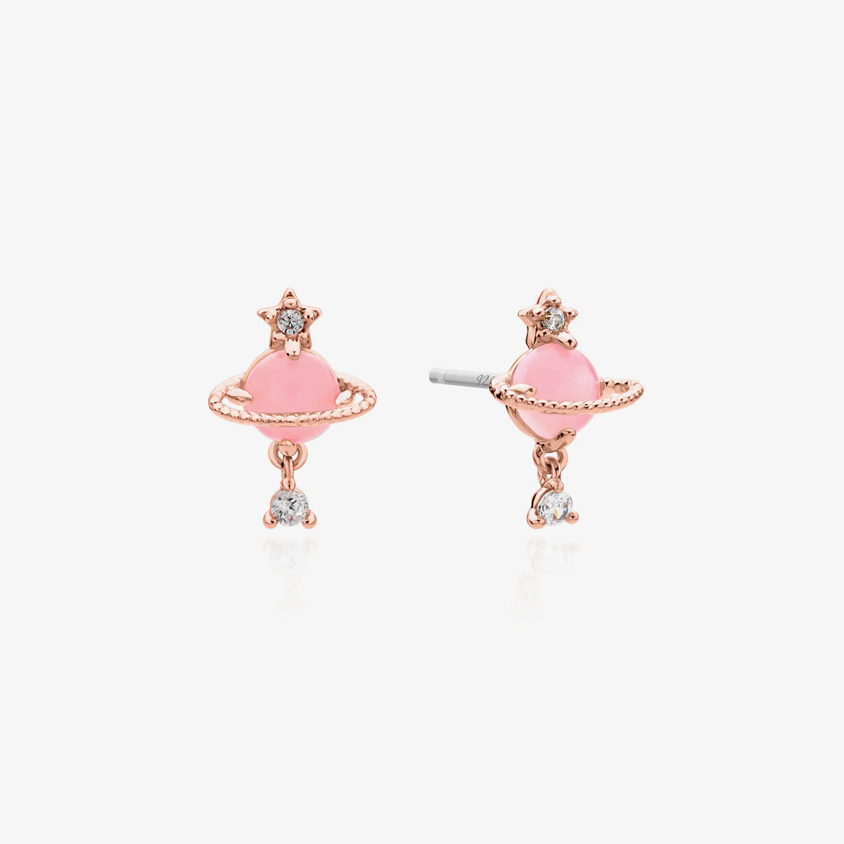 Rose quartz saturn earrings-5