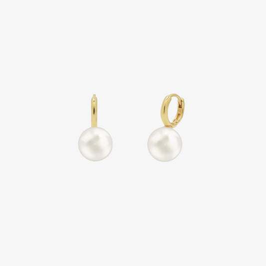 Pearl drop huggie earrings-0