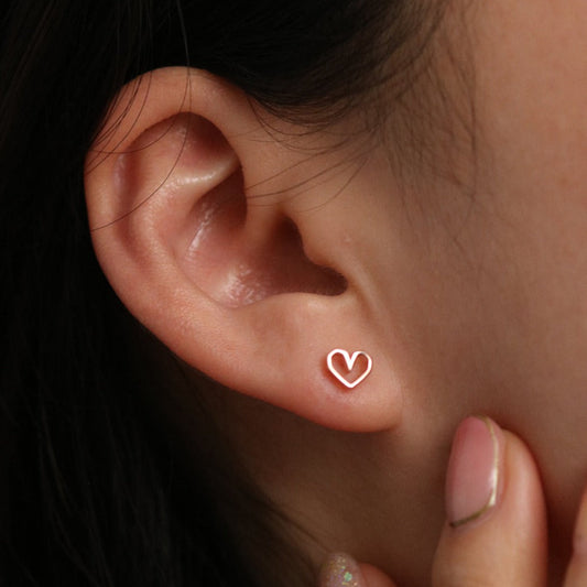 Angled heart stud earrings-1