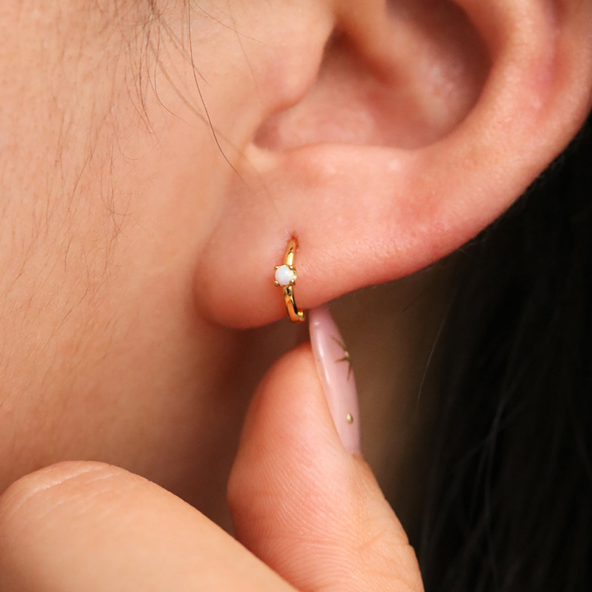 Opal Slim Huggie Earring-1