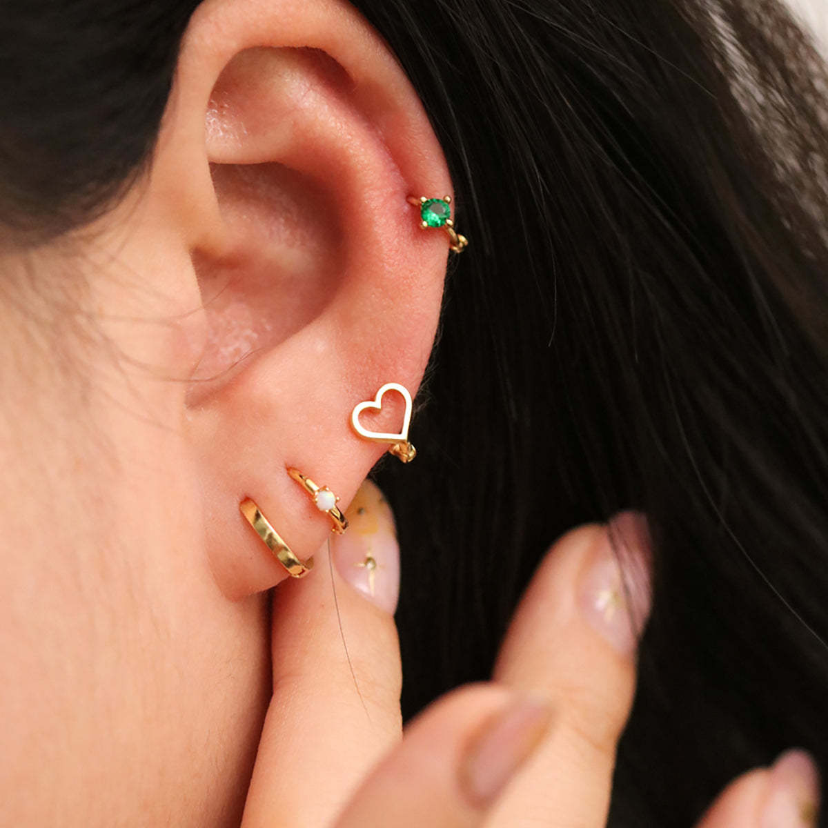 Opal Slim Huggie Earring-3