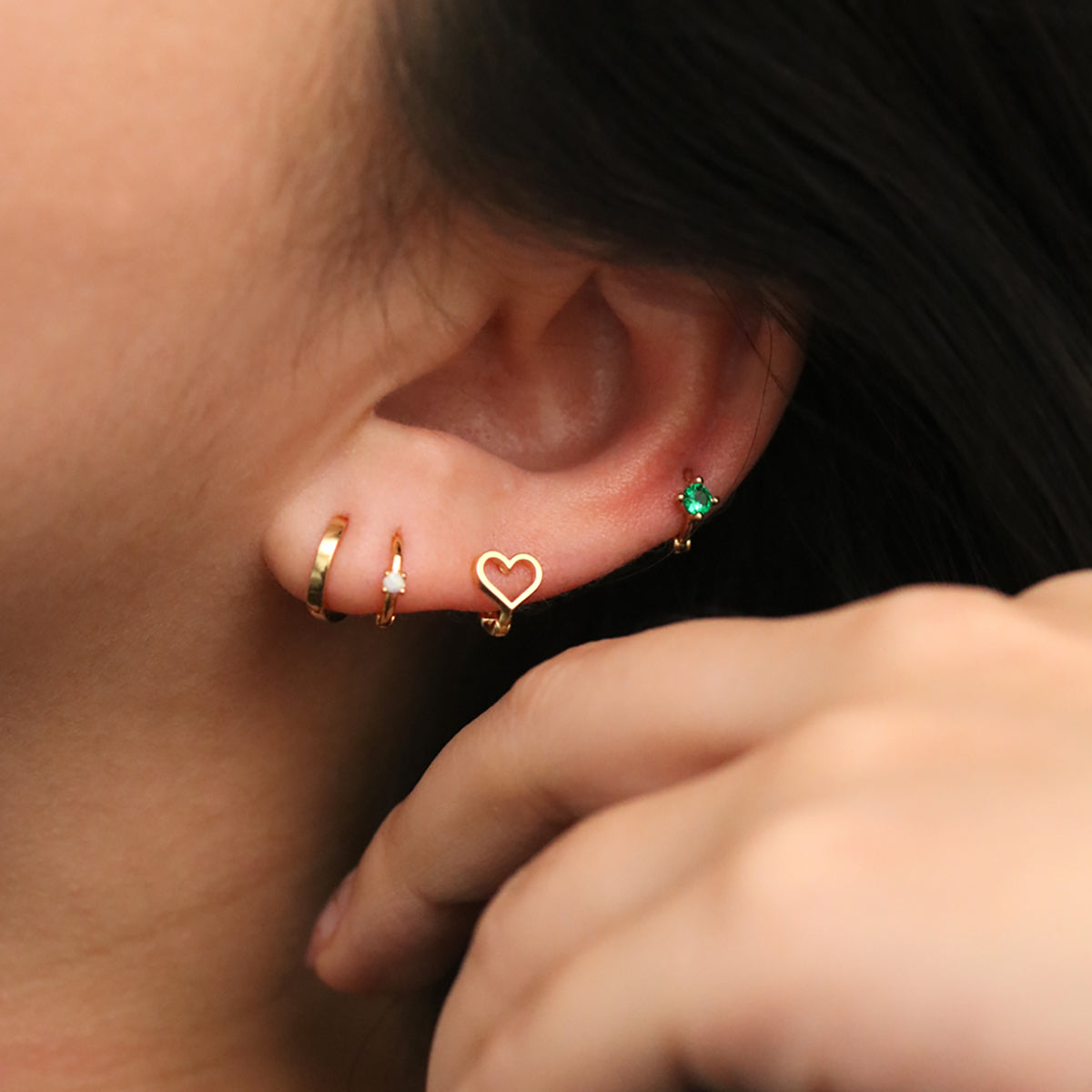 Opal Slim Huggie Earring-4