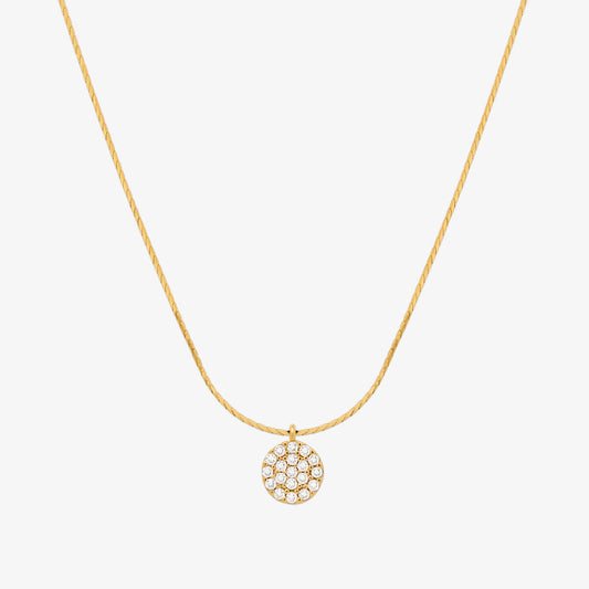 Circle pendant silk necklace