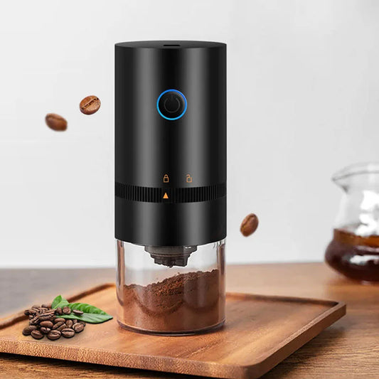Portable USB C Rechargeable Coffee Grinder Ceramic Burr Mill Black