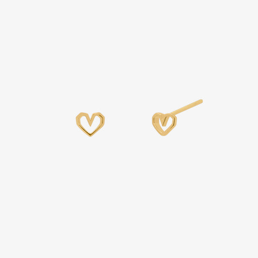 Angled heart stud earrings-0
