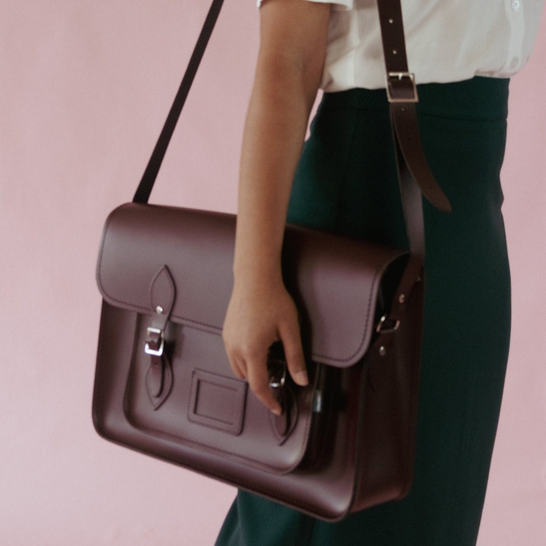 Handmade Leather Satchel - Marsala Red-4