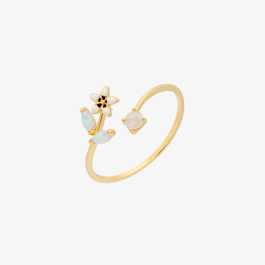Opal Moonstone Blossom Ring-0